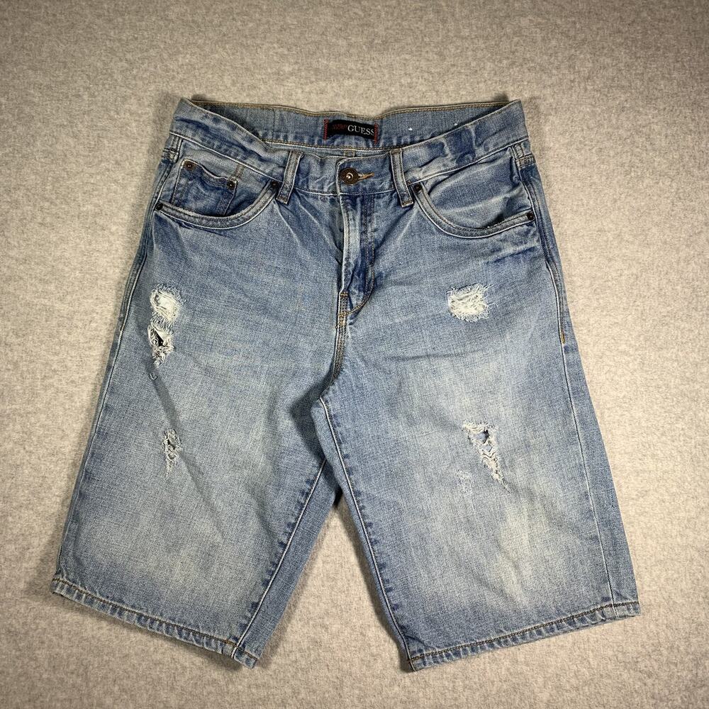 Guess Jeans Denim Shorts Jorts Men's Sz 30 Blue Streetwear Retro Distressed Y2K